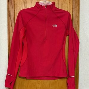 The North Face red pink Half-Zip Fleece Pullover Flight Series